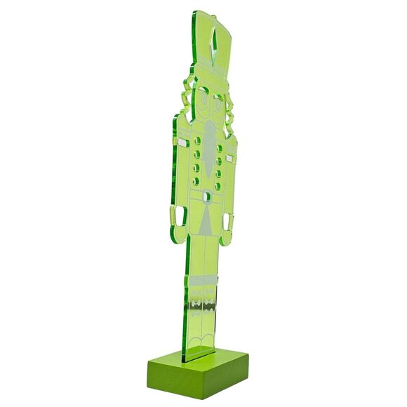 Green Acrylic Christmas Nutcracker with Cut Outs to Shine Light Though - Picture 2 of 4